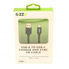 GIZZU USB2.0 A to USB-C 2m Cable Black