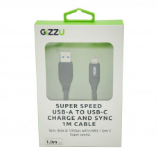 GIZZU USB3.1 A to USB-C 1m Cable Black