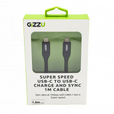 GIZZU USB3.1 C to USB-C 1m Cable Black