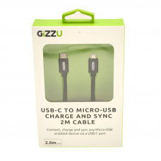 GIZZU USB-C to Micro USB 2m Cable Black