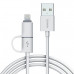 Romoss 2in1 USB-A to Lightning|Micro USB 1m Cable White