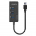 Orico 3 Port USB3.0 Hub With Gigabit Ethernet Adapter - Black