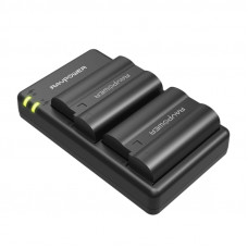 RAVPOWER 2x 2100mAh Replacement Batteries for Nikon EN-EL15 with Charger Set Black