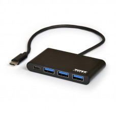 Port Connect USB Type-C to 3 x USB3.0|1 x Type-C Adapter - Black